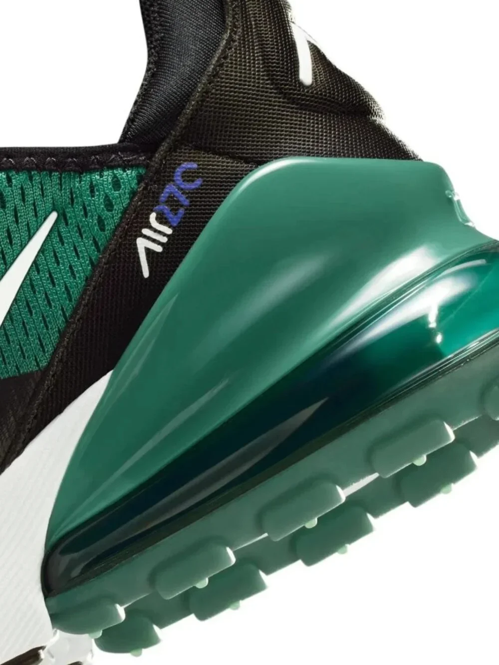 Nike Air Max 270 GS Shoes - Black White Evergreen Aura - Size 6.5Y (8 Women)